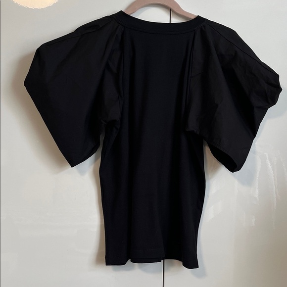 CHEPE ITALY Black Cotton Puff Sleeve T-Shirt Top, Size L - Picture 7 of 12